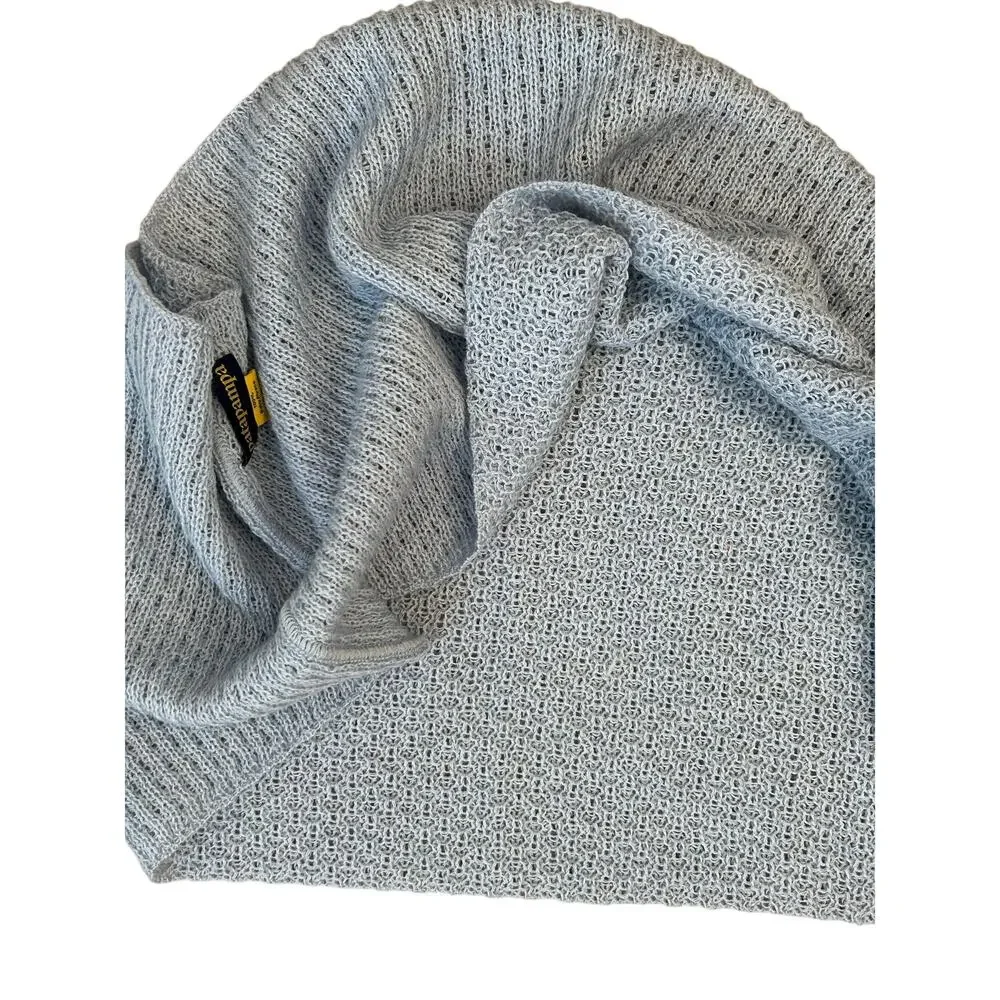 Patapampa 100% Baby Alpaca Infinity Scarf Light Blue Luxury Knit Loop Scarf